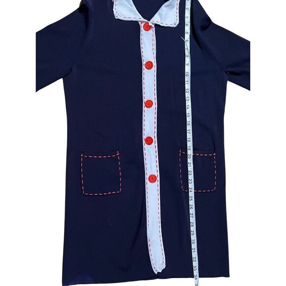 Like New 1960 Navy Blue Peter Pan Collar Long Sleeve Button Down Dress/Cardigan - Picture 10 of 11